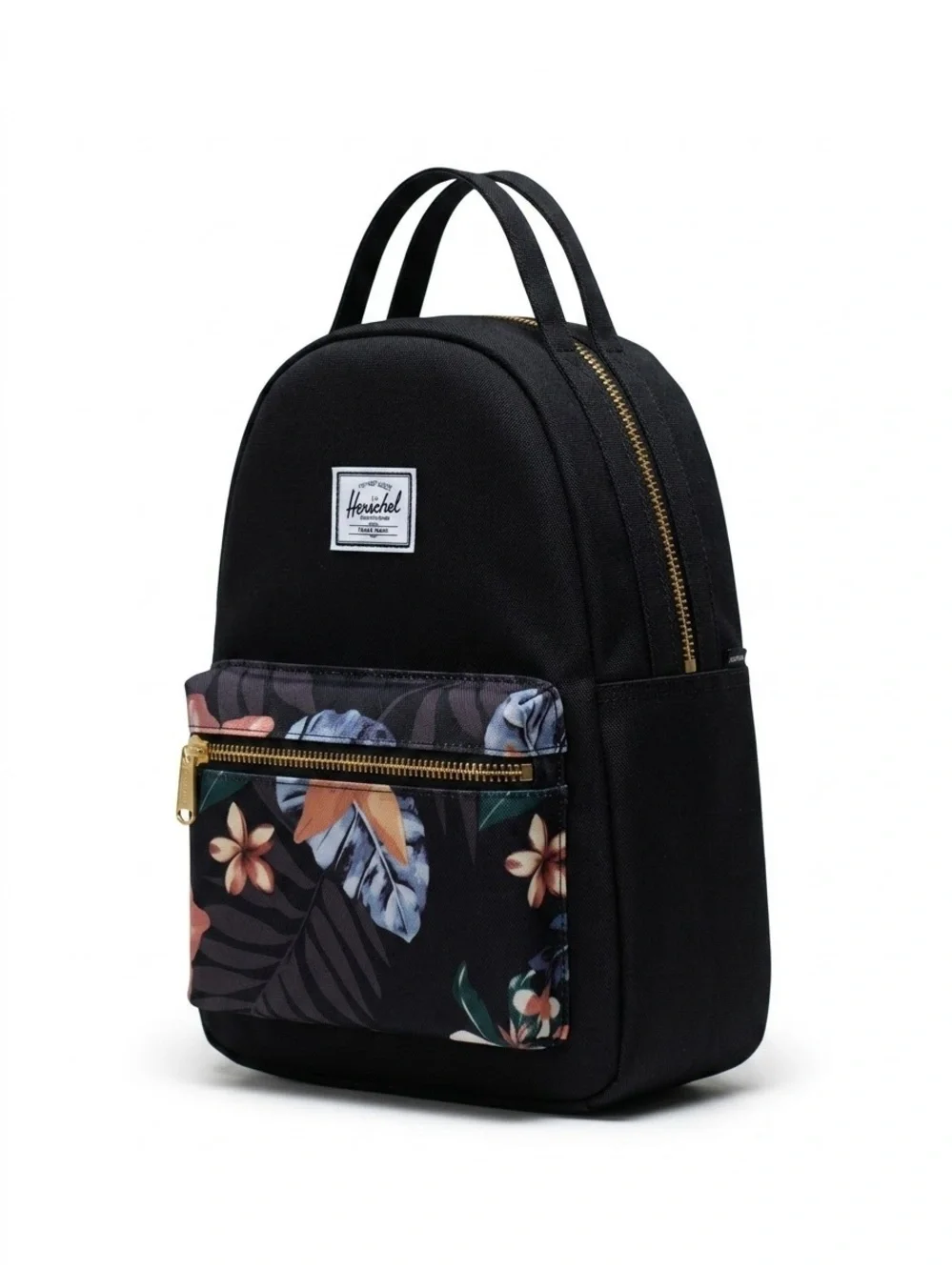 NWOT Herschel Supply Co. Nova Mini Backpack Black Tropical Floral Print Small Ba